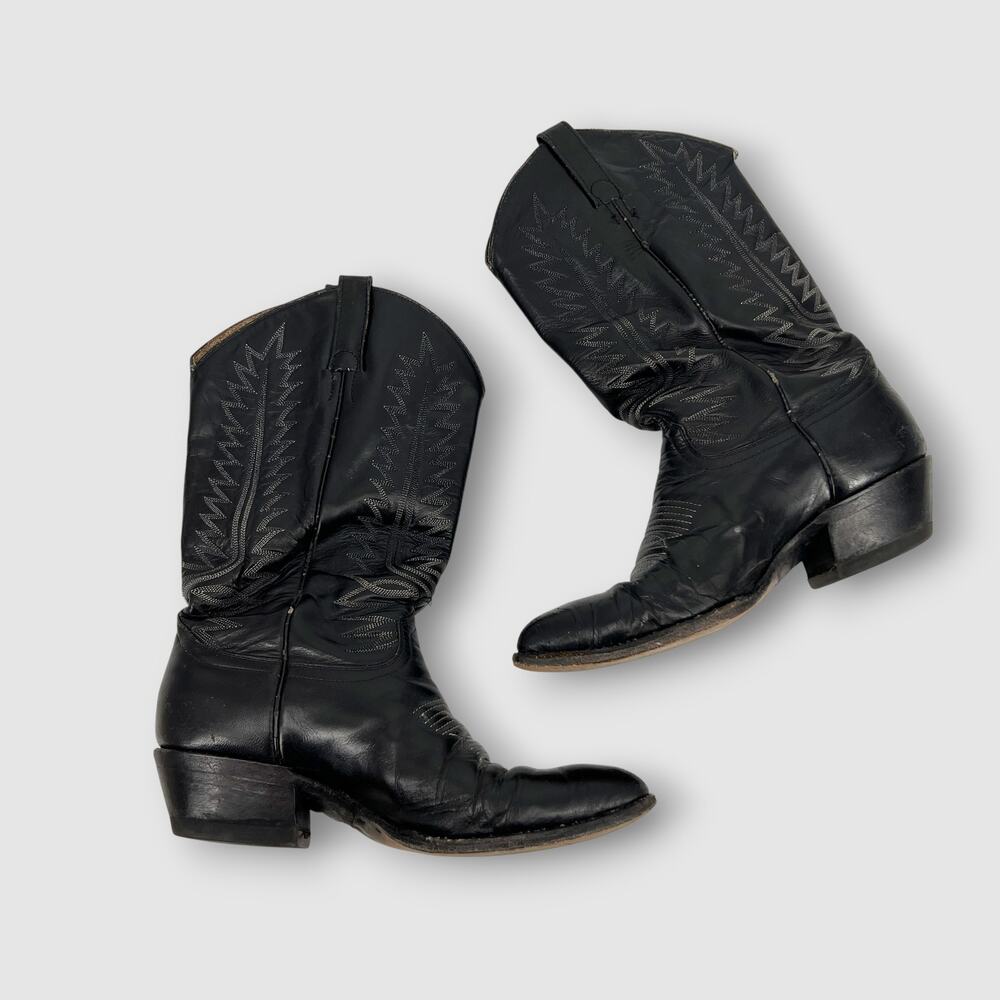 Vintage Cowtown Black Leather Western Cowboy Boots Men’s 9D Handmade USA - Picture 10 of 10